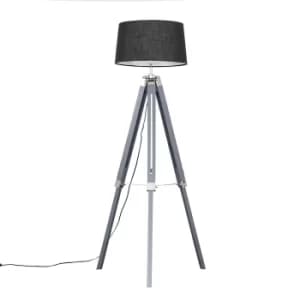 Clipper Grey Tripod Floor Lamp with Black Doretta Shade
