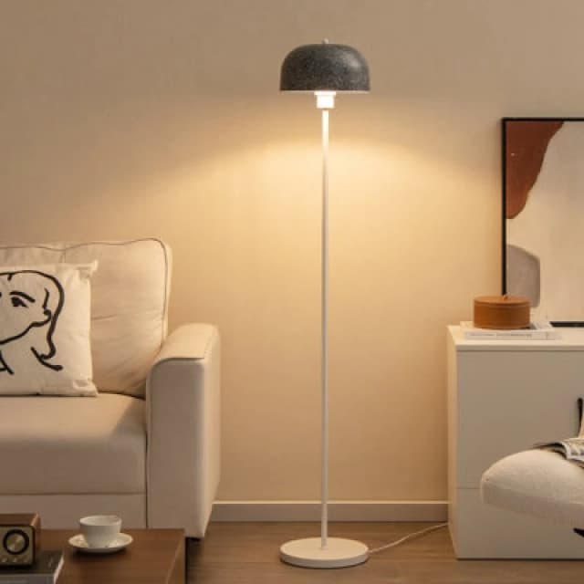 Costway Modern Pole Floor Lamp Standing Lamp With Lampshade And Foot Switch E27 Socket