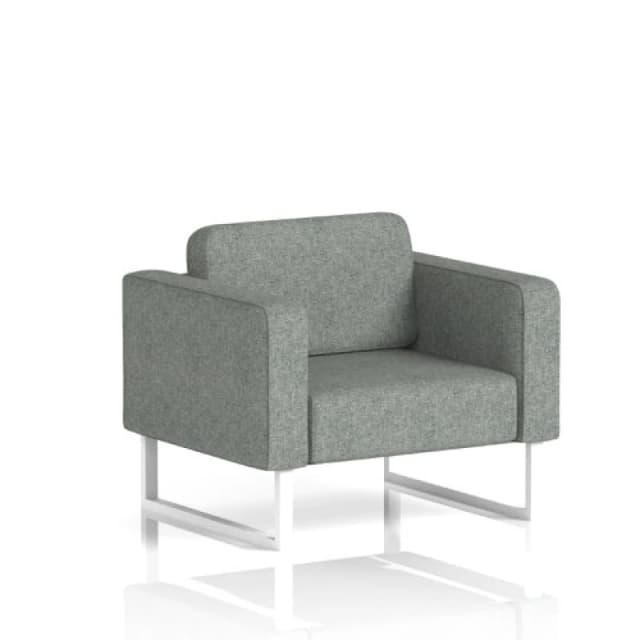 Brixworth Office Armchair with White Legs in Rivet Fabric - Prime