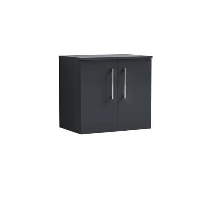 Balterley Level 600mm Wall Hung 2 Door Vanity Unit with Worktop - Dark Grey Grey Unisex