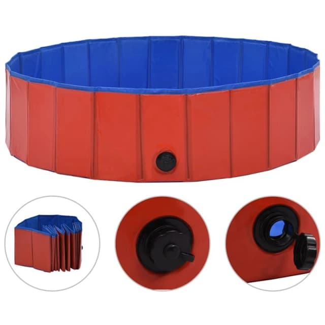 vidaXL Foldable Dog Swimming Pool Red 120x30cm PVC Anti Slip Pet Water Centre