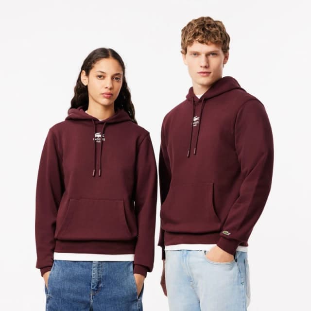 Lacoste Bordeaux Print Hoodie Burgundy Male S 223066UK