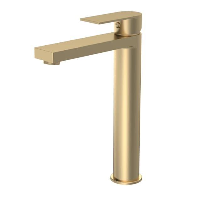 BALTERLEY Contemporary Tall Mono Basin Mixer Tap - Brushed Brass BTD870