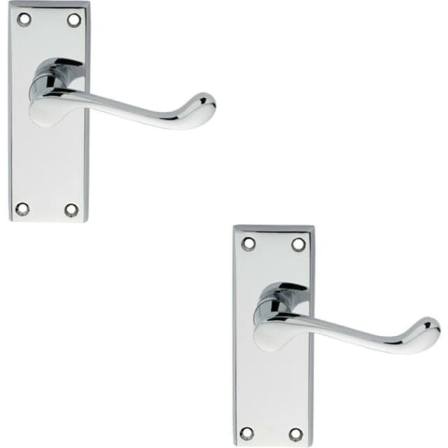 Loops 2x PAIR Victorian Scroll Lever on Short Latch Backplate 118 x 43mm Chrome Multi