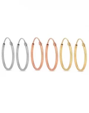 Simply Silver Tri-Tone Hoop Earring Set