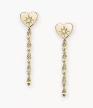 Fossil Women All Stacked Up Gold-Tone Stainless Steel Front to Back Earrings