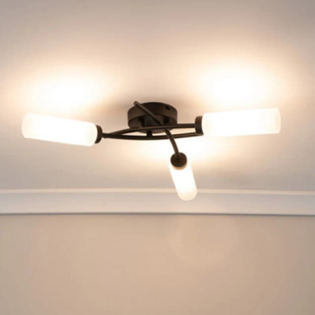 ValueLights Maya 3 Way Curved Cross Over Flush Ceiling Light Black