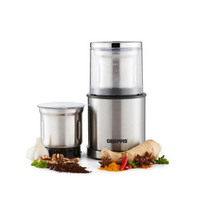 Geepas 200W Coffee Grinder Food Processor Electric Wet & Dry Spice Nuts Grinder Silver unisex