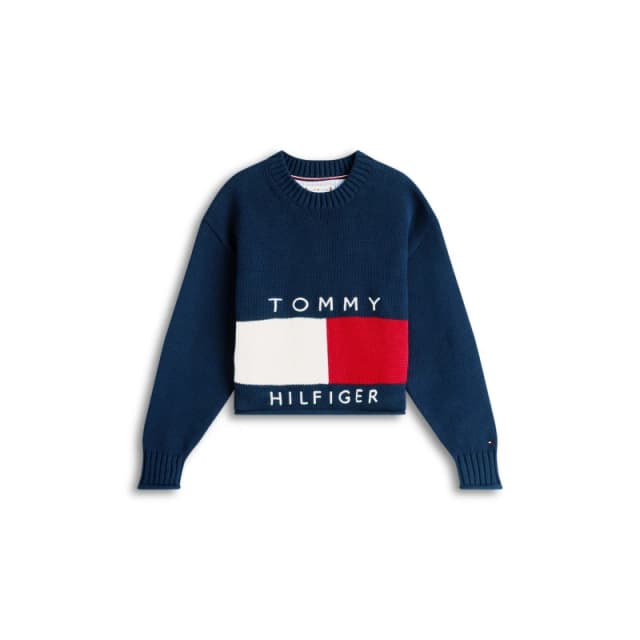 Tommy Hilfiger Kids Heritage Knitted Crew Neck Jumper Night Navy C1G female 12Y