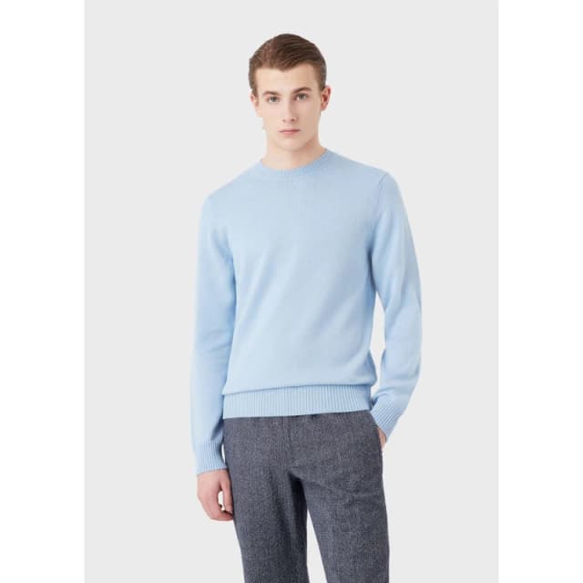 Emporio Armani Virgin Wool Regular Fit Jumper Blue male S