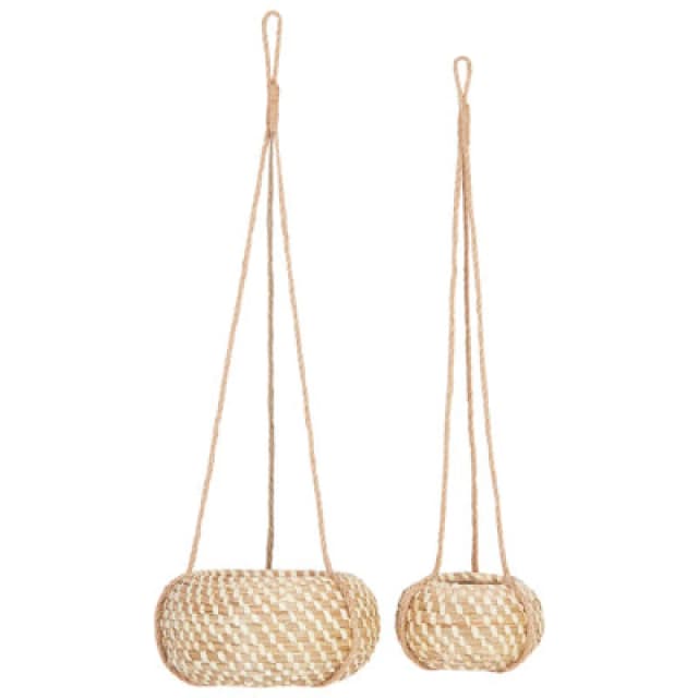 Beliani Set Of 2 Plant Pots Remora Seagrass 27/22cm Natural