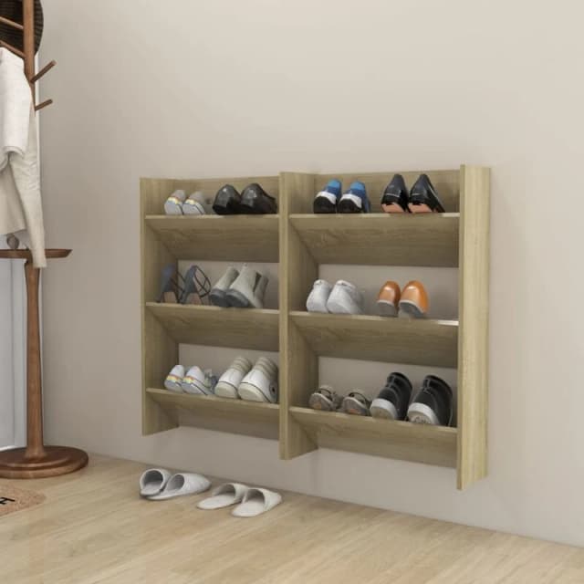 VIDAXL Vidaxl - Wall Shoe Cabinets 2 pcs Sonoma Oak 60x18x90cm Engineered Wood 8720286559673