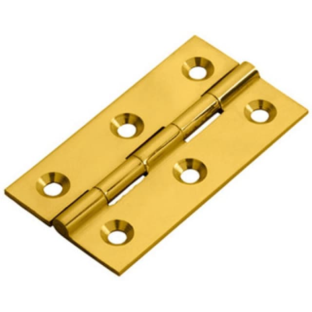 Loops PAIR 64 x 35 x 2mm Cabinet Hinge Polished Brass Small Cupboard Door Metallics