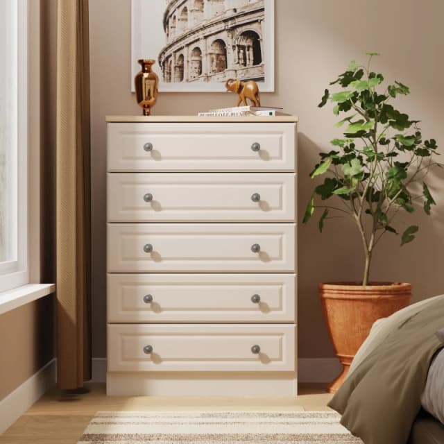 Ready Assembled 2 U Surrey 5 Drawer Chest (Ready Assembled) in Taupe Size: Large Taupe Unisex Large