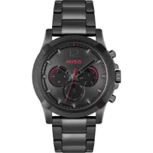 Gents HUGO #IMPRESSFORHIM Black IP Bracelet Watch