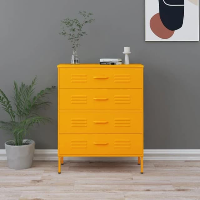 VIDAXL Chest of Drawers Mustard Yellow 80x35x101.5cm Steel Vidaxl 8720286565124