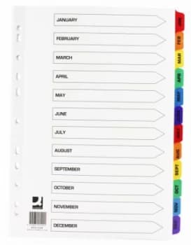 Q-Connect Multi-Punched January-December Reinforced Multi-Colour A4