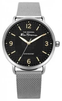 Ben Sherman Mens Matt Black Dial Silver Steel Mesh BS015BSM Watch