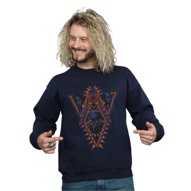 Marvel Marvel Men Black Panther Tribal Heads Sweatshirt in Navy Size: Small Navy S Male 5057736575475