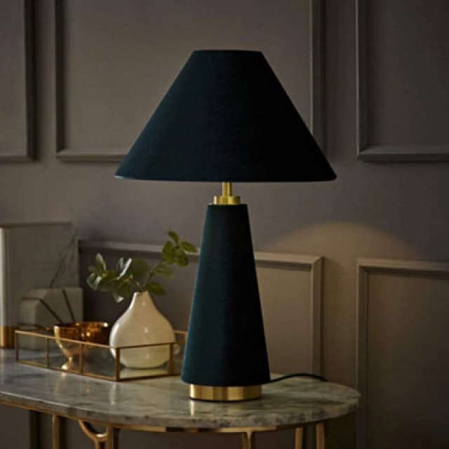 Valuelights Martha Conical Teal Velvet Table Lamp