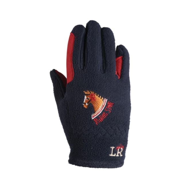 Little Rider Riding Star Collection Fleece Riding Gloves in Navy Size: XL Navy Unisex XL
