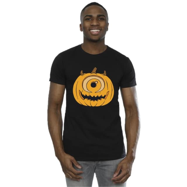 Disney Men Pumpkin Cotton Halloween T-Shirt in Black Size: Small Black S Male 5063376632355