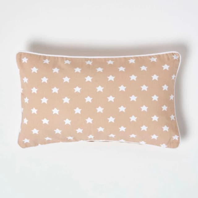Homescapes Cotton Beige Stars Cushion Cover, 30 X 50 Cm