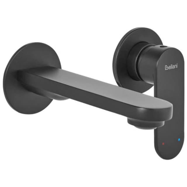 Beliani Wall Mounted Basin Mixer Tap Guatavia Brass Black