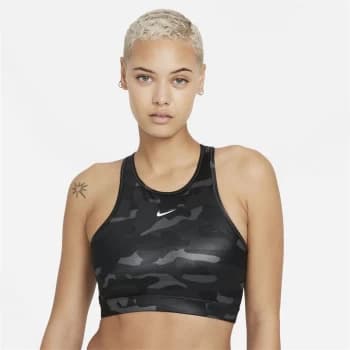 Nike Dri-FIT Swoosh Womens Support 1 Piece Pad High-Neck Sports Bra - Black Camo