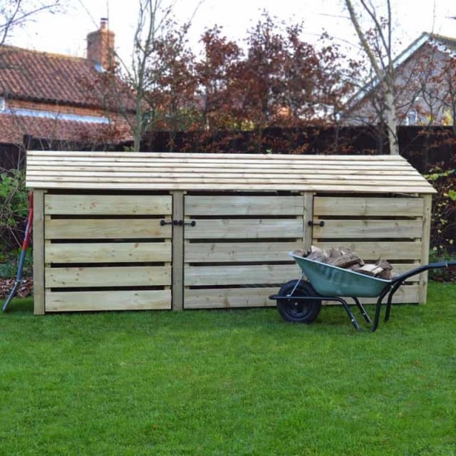 Rutland County Garden Furniture Ltd Empingham 4ft Log Store with Doors, L80 x W340 x H128cm - Light Green Light Green Unisex