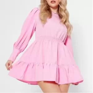 I Saw It First Woven Puff Sleeve Mini Dress - Pink