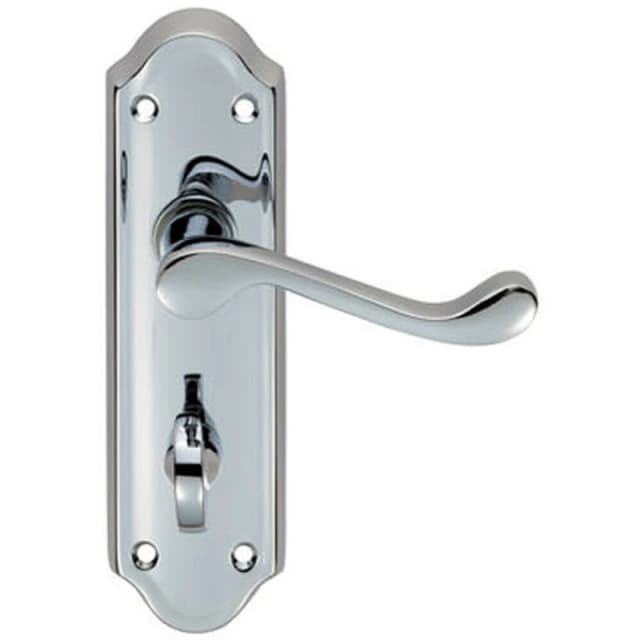 Loops PAIR Victorian Upturned Lever on Bathroom Backplate 168 x 47mm Polished Chrome Multi
