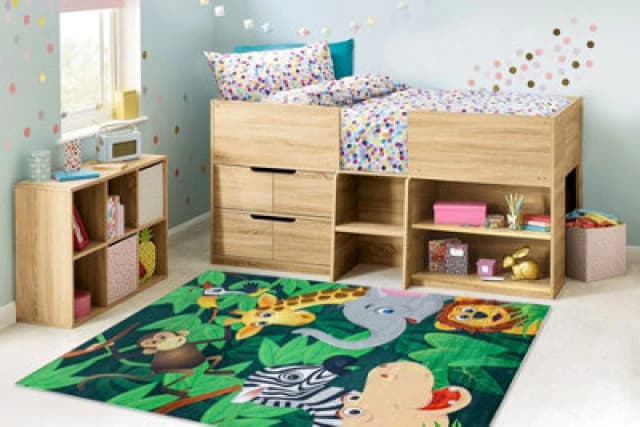 RugsX Bambino 2705 Washing Carpet Animals, Africa For Children Anti Slip - Green / Brown 80X150 Cm