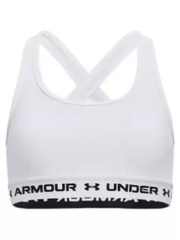 Under Armour Girls Crossback Sports Bra - White/Black