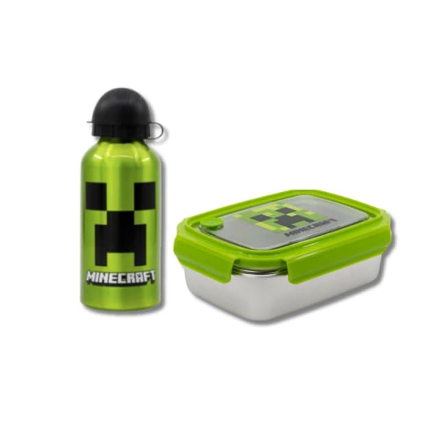 Minecraft Minecraft Lunch Set With Square Bottle Green