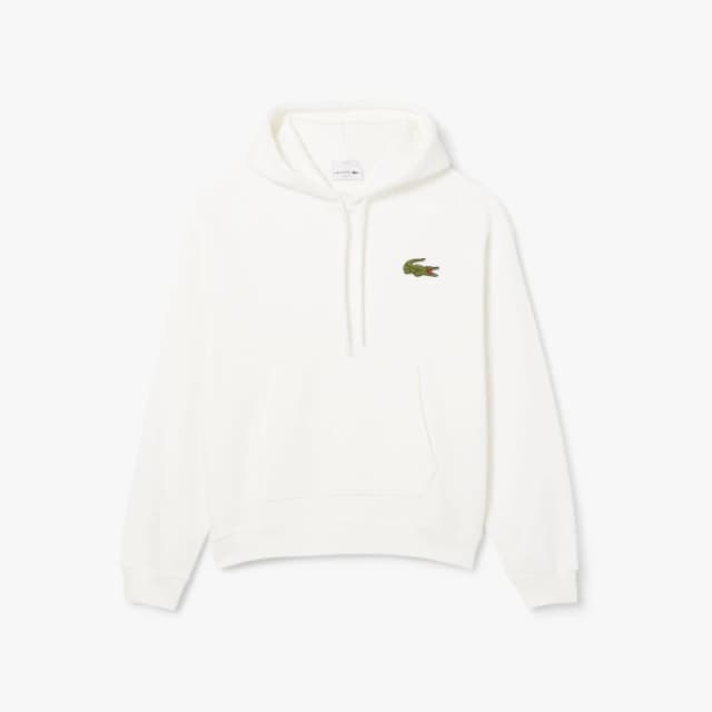Lacoste Loose-Fit Badge Accent Hoodie Cream male 2XS