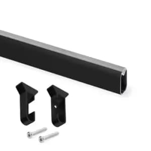 Moderix Wardrobe Rail Oval Aluminium Black Finish Hanging with End Support - Siz