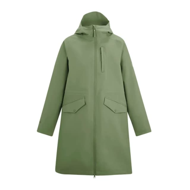 Regatta Womens Levita Longline Hooded Waterproof Jacket in Olive Size: 14 Olive Female 14