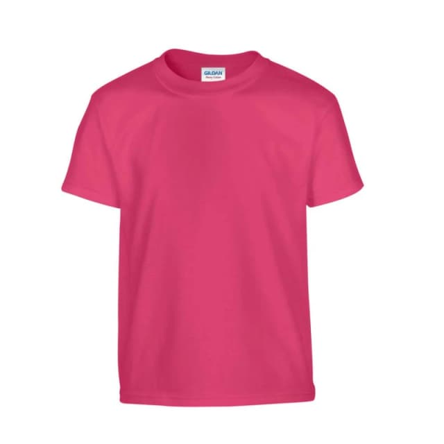 Gildan Plain Cotton Heavy T-Shirt in Pink Size: 12-13 Years Pink Unisex 12-13 Years