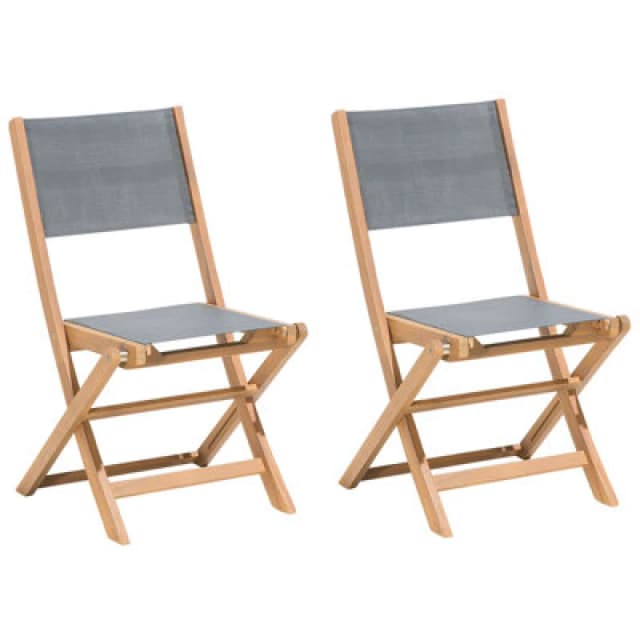 Beliani Set Of 2 Garden Chairs Cesana Acacia Wood Light Brown