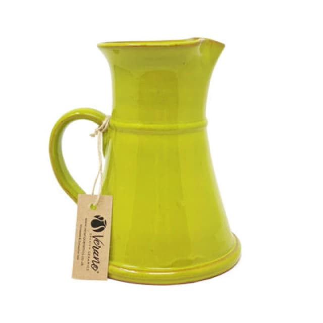 Verano Spanish Ceramics Selena Glazed Hand Dipped Kitchen Dining Large Flat Based Jug Lime Green 1L (H) 20Cm