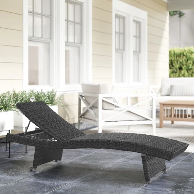 Outsunny PE Rattan Sun Lounger with 4-Level Adjustable Backrest - Black TJ Hughes 5063603821996