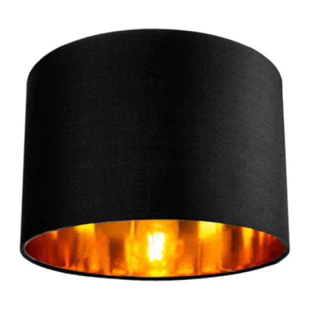 Happy Homewares Contemporary Black Cotton 12 Table/pendant Lamp Shade With Shiny Golden Inner