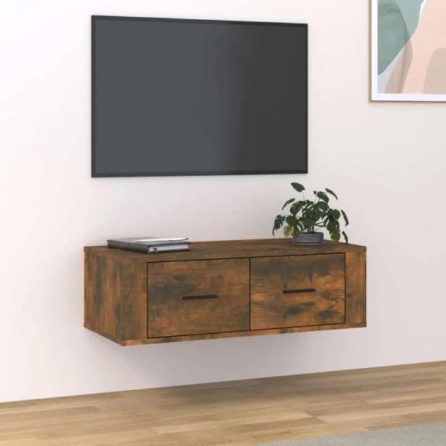Vidaxl Hanging TV Cabinet Smoked Oak 80X36X25cm Engineered Wood, Brown 816837