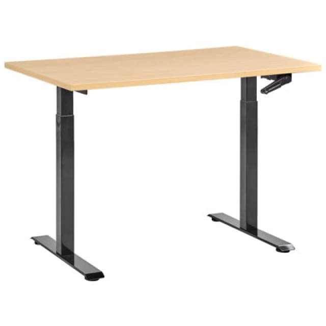 Beliani Manual Adjustable Standing Desk Destines Black/ Light Brown 120 Cm 60 Cm