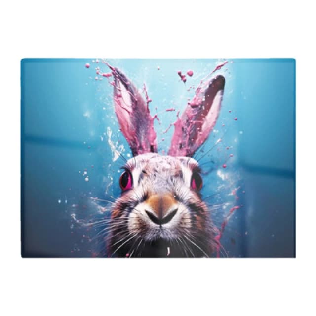 Warren Reed Designer Rabbit Face Splashart Glass Chopping Board