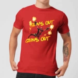 Marvel Deadpool Suns Out Guns Out Mens T-Shirt - Red - L