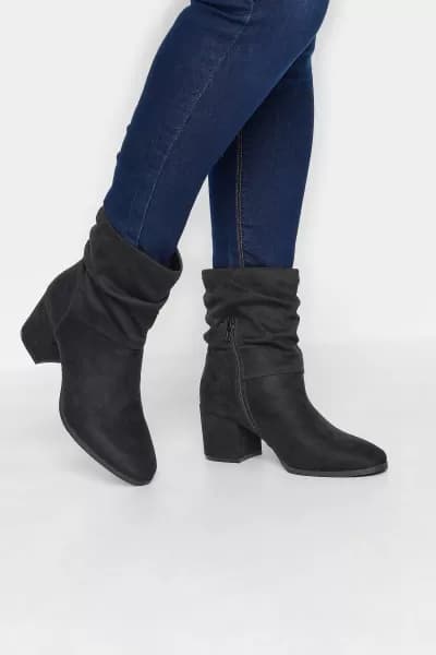 Wide & Extra Wide Fit Faux Suede Slouch Boots