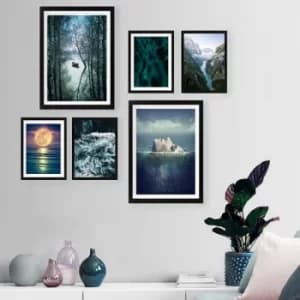 SET_085 Multicolor Decorative Framed Painting (6 Pieces)