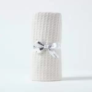 HOMESCAPES Organic Cotton Waffle Baby Blanket Natural, 125 x 150cm - Natural